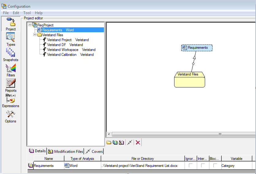 Example Veristand Requirements Management with Requirements Gateway